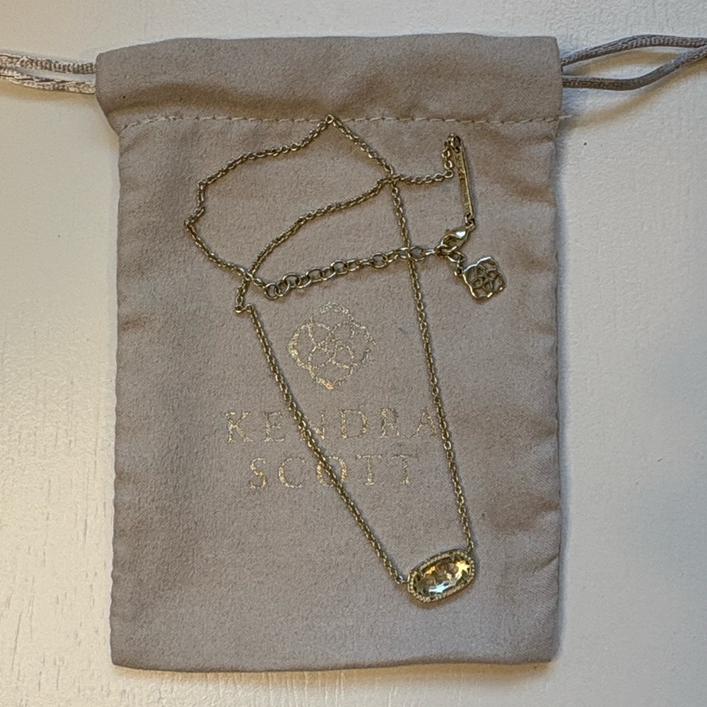 Kendra Scott Gold Necklace with Clear Stone
